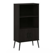 Homestock Mid Century Style Accent Cabinet With Wood Legs, Fits In Your Space, Sturdy On Flat Surface, 2 Tall Shelving And A Storage Cabinet-Finish:Espresso