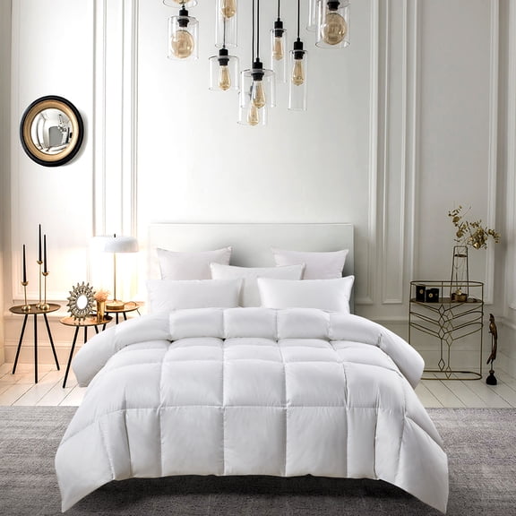White Down Fiber Comforter - 300 Thread Count - Light Warmth - HomeStock