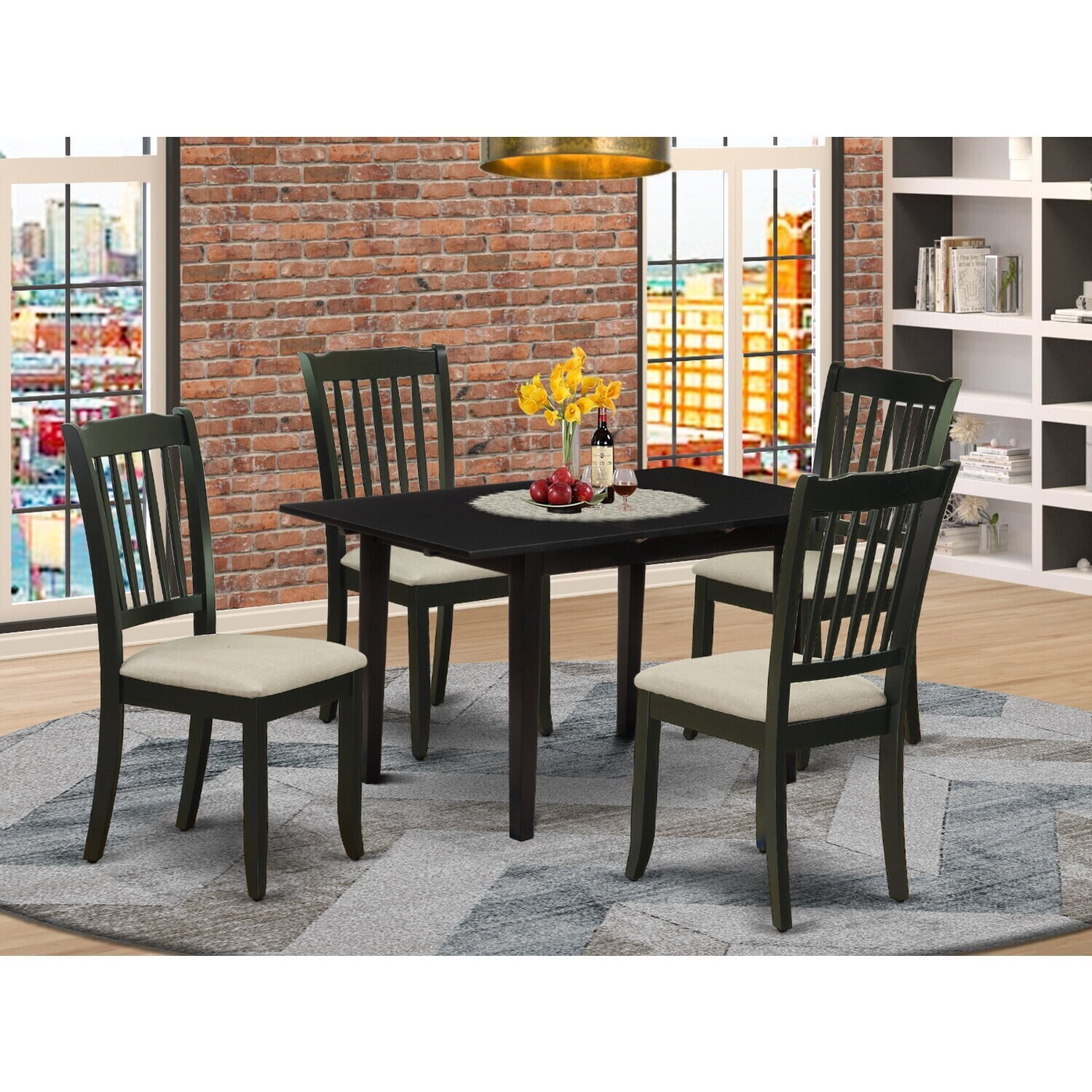 Mid Century Dining Table Set with 4 Chairs - Modern Kitchen Dinette Set ...