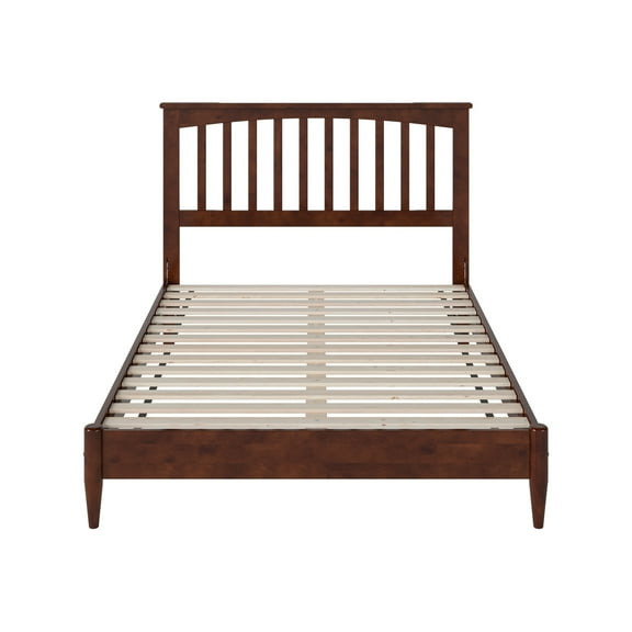 Modern Platform Bed - Low Profile Wood Bed Frame - Full Size Bed - Walnut Finish