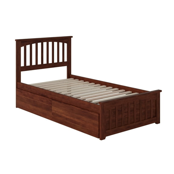 HomeStock Modern Marvel Twin Platform Bed with Matching Footboard & Turbo Charger - 39" x 75" - Stylish Storage with 2 Under-Bed Drawers