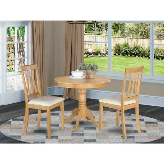 Modern Dining Table Set - Round Table with 2 Chairs - Kitchen Table Set for Small Spaces