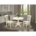 thumbnail image 1 of Modern 3 Piece Kitchen Dining Set - Round Table & 2 Chairs - Linen White Finish, 1 of 5