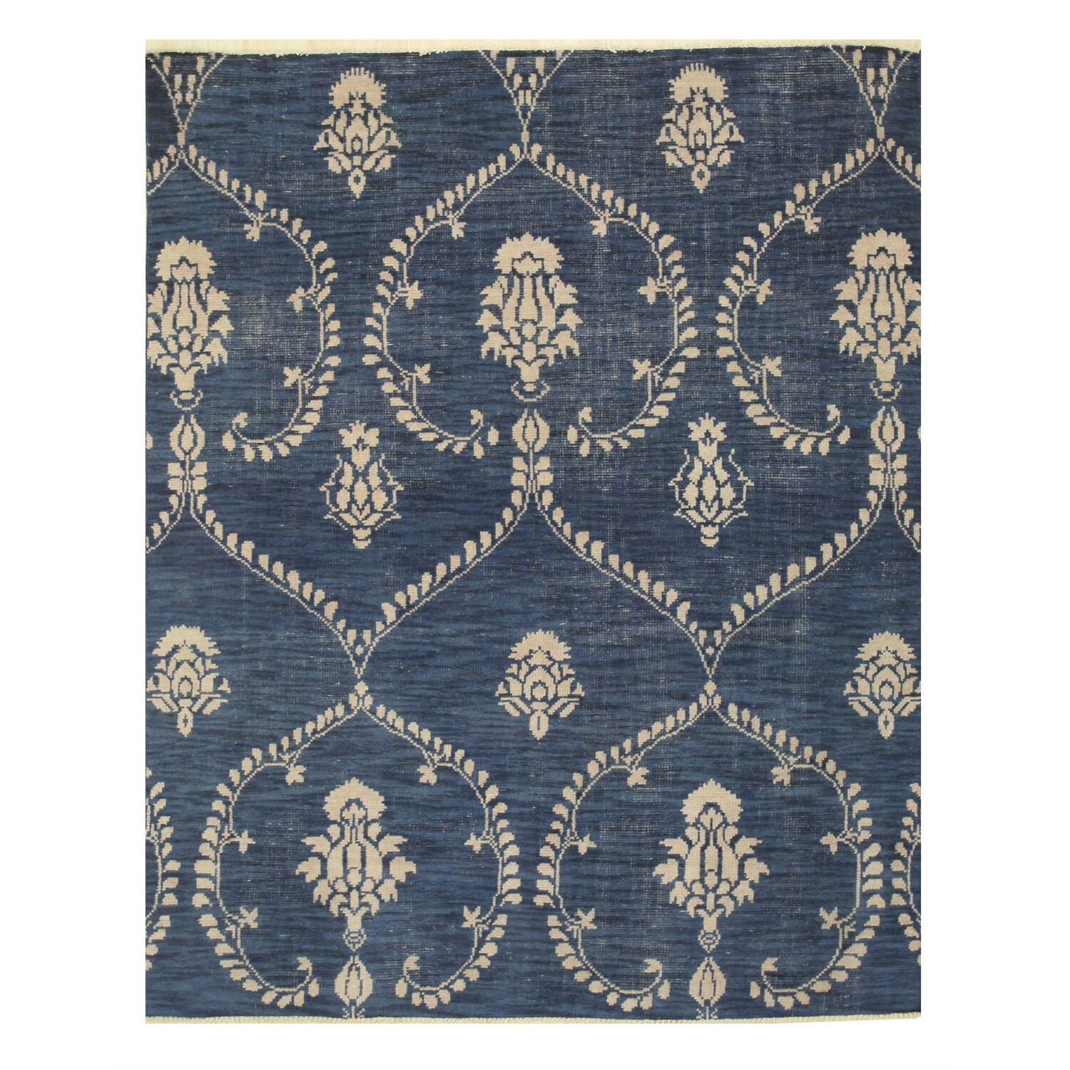 Hand-Knotted Blue Wool Traditional 8' x 10' Rug