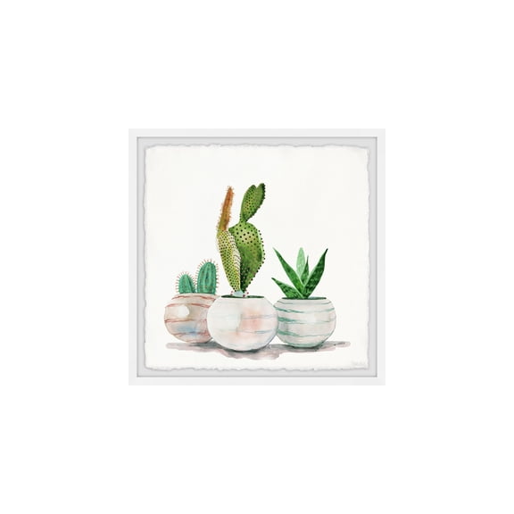 HomeStock Modern Minimalism Cactus Planters Framed Painting Print, 32" x 32", Contemporary Wall Decor: Abstract, Digital Art Prints, and Modern Styles for Your Home