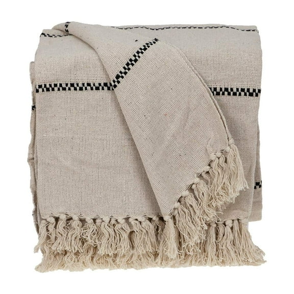 HomeStock Modern Minimalism Casual Woven Pattern 52" x 67" Woven Handloom Throw, Cozy Throw Blanket for Living Room Spaces-Color:Light Taupe