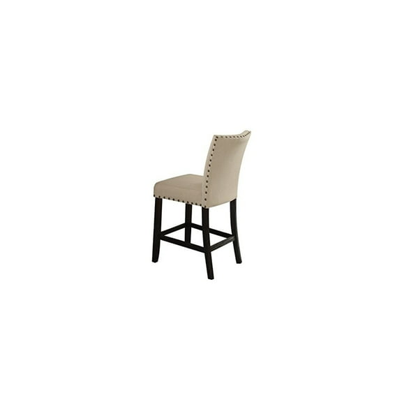 HomeStock Modern Minimalism Counter Height Chair Set of 2 - 25" x 19" x 40" - Linen & Salvage Dark Oak - Elegant Armless Design
