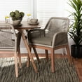 thumbnail image 1 of Modern Dining Chair - Grey Woven Rope Mahogany Armchair - Mid Century Transitional Style, 1 of 1