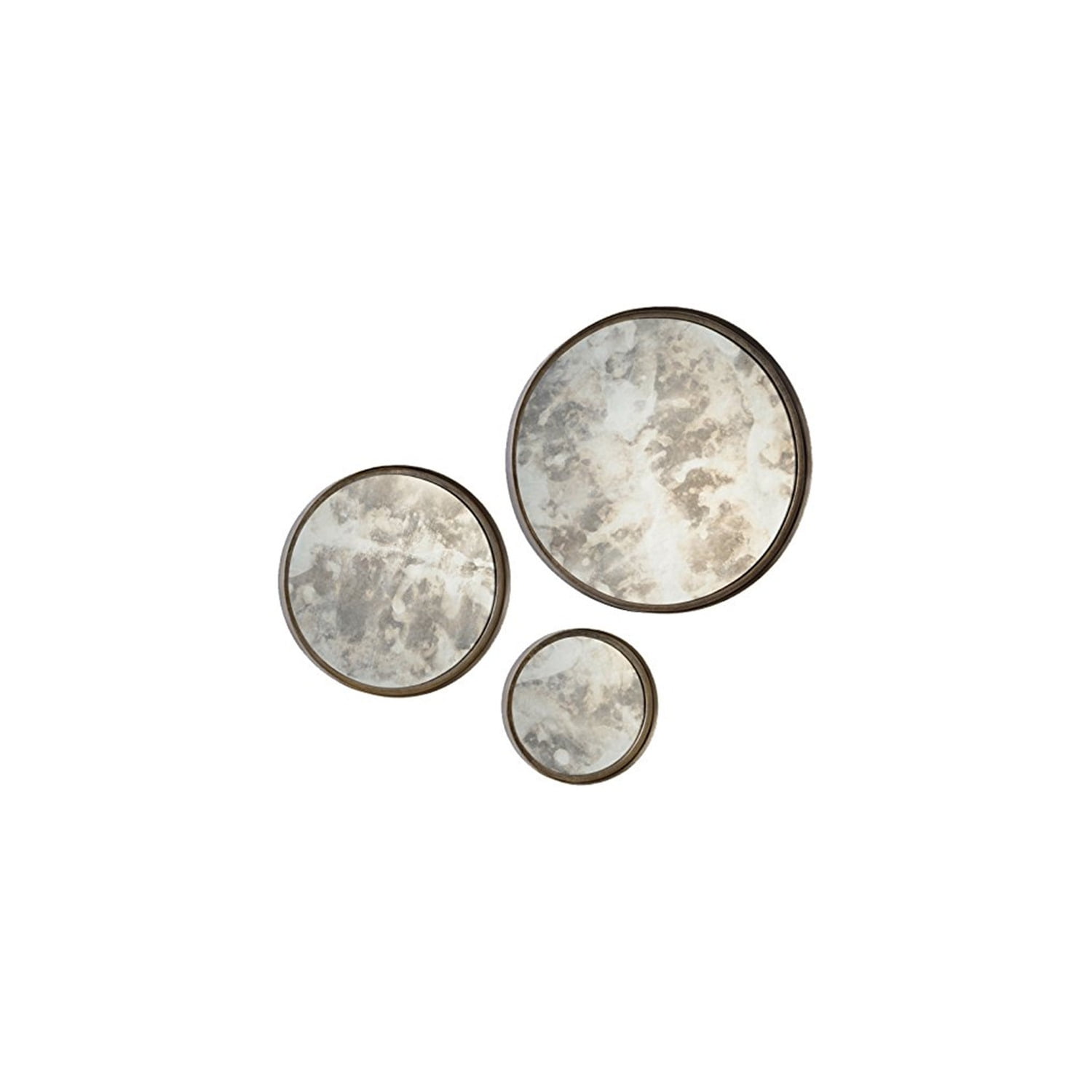 Antique Silver Round Distressed Wall Mirror Set