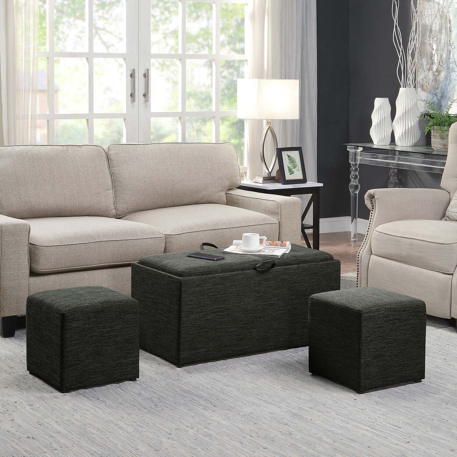 Photo inspiration: Fresh Look at Homestock Modern Minimalism Storage Ottoman With Reversible Tray And 2