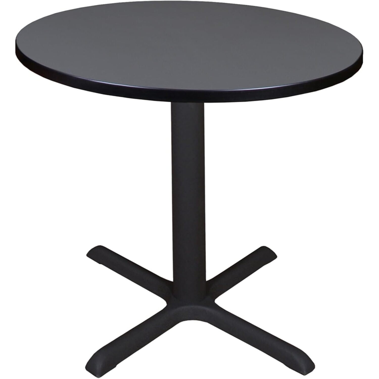 Breakroom 30" Round Grey Melamine Dining Table with Metal X-Base