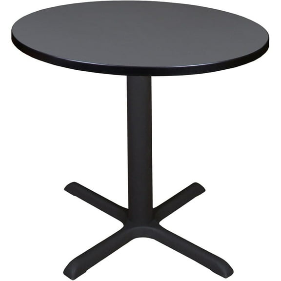Round Breakroom Table - 30" Adjustable Conference Table - Portable Office Meeting Table - Grey