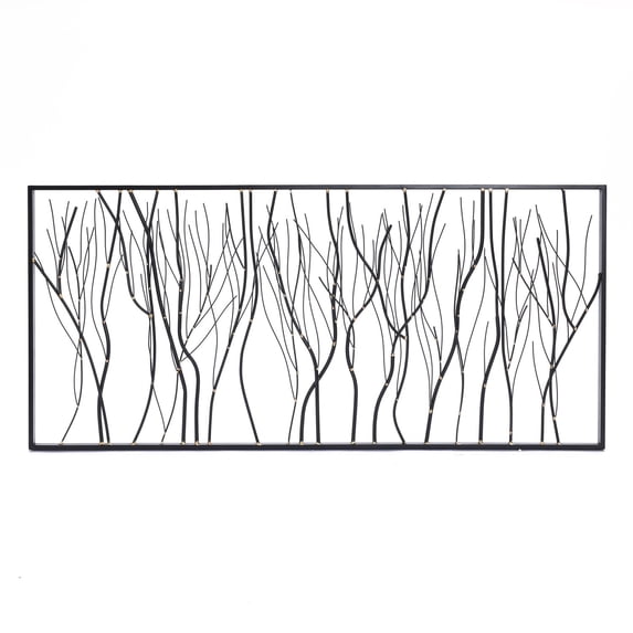 HomeStock Modern Motifs Black Abstract Trees Rectangular Metal Wall Decor