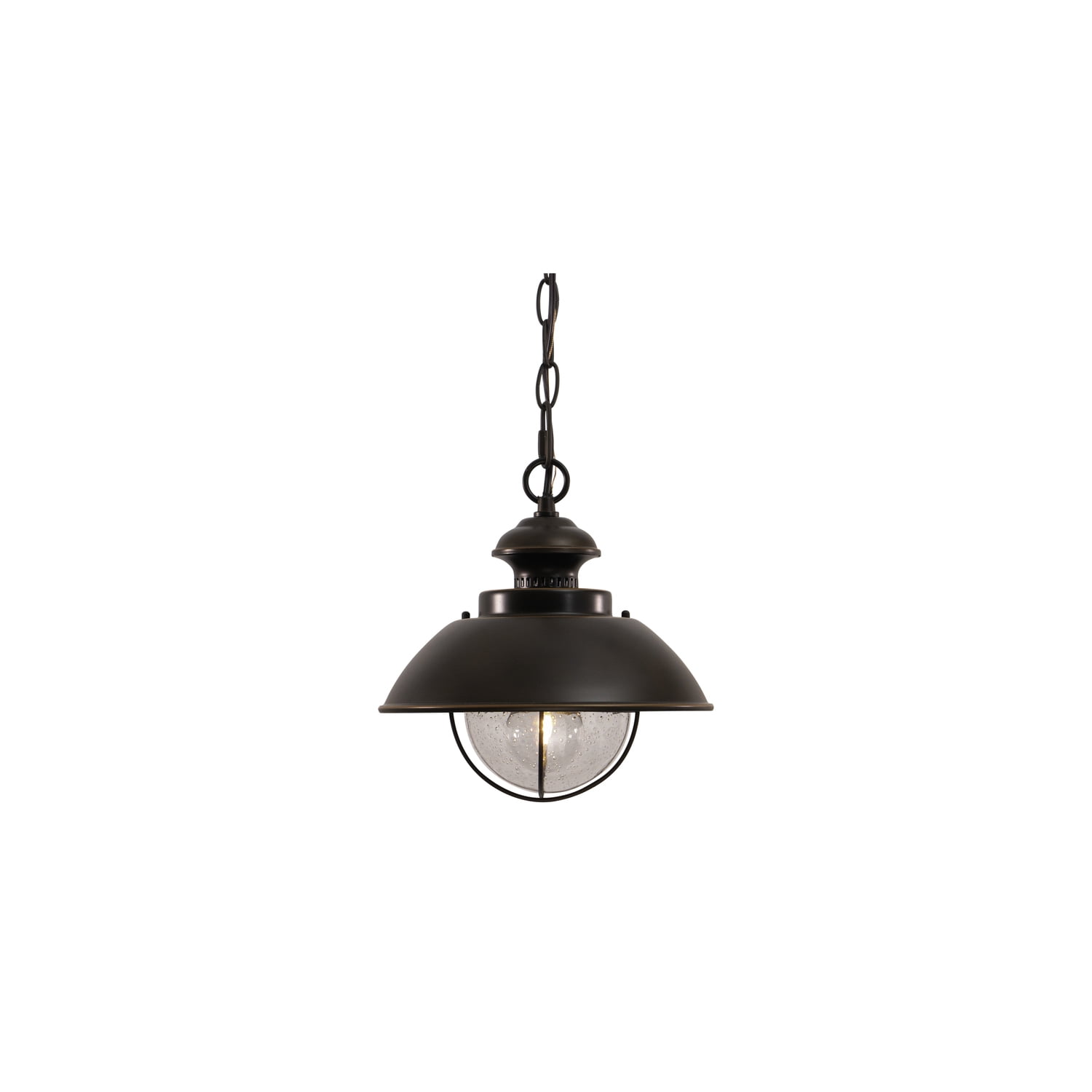 Harwich Burnished Bronze 10" Outdoor Pendant Light with Seeded Glass
