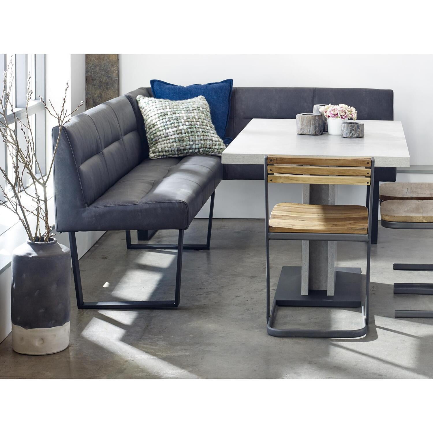 HomeStock Modern Motifs Corner Bench Dark Grey Modern Bench Wooden Bench Metal Bench Upholstered Bench Garden Bench Patio Bench Entryway