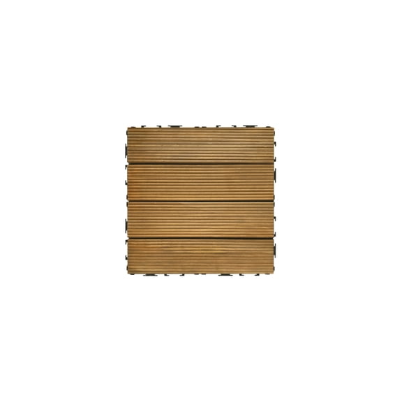 HomeStock Modern Motifs Interlocking 12x12 Deck Tiles - Honey Oak - 27 Tiles/27 sq. ft. - Easy DIY Installation, Natural Wood Variation, Raised Base for Drainage