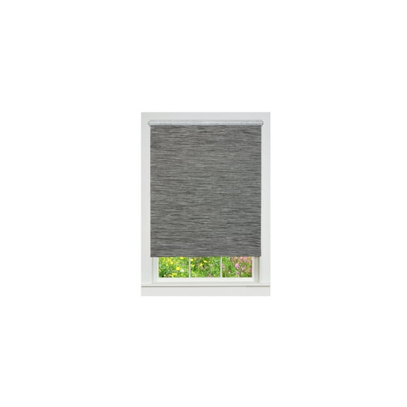 HomeStock Modern Motifs Jute Shade 73x72 - Smoke, Light Filtering, 100% Cordless, Woven Natural Jute-like Paper Fiber, Includes Mounting Brackets