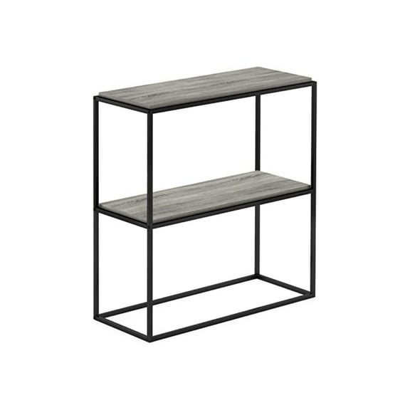 Homestock Modern Motifs Wide Stackable Shelf With 2-Tier-Finish:French Oak Gray