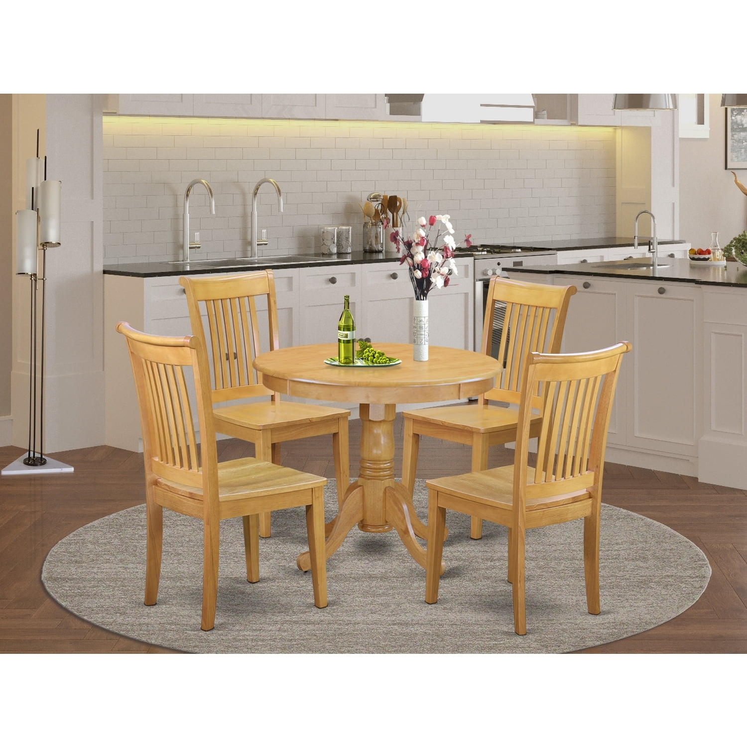 HomeStock Modern Muse 5 Pc Kitchen Table Set With A Dining Table And 4 Wood Seat Kitchen Chairs In Oak Walmart Business Supplies