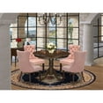 thumbnail image 1 of Modern 5 Piece Dining Set - Round Kitchen Table with 4 Upholstered Chairs - Mahogany Finish, 1 of 6