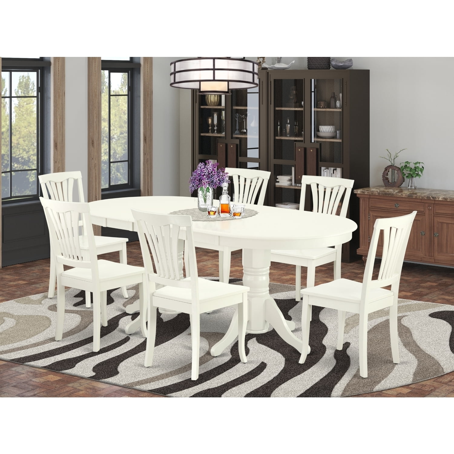 HomeStock Modern Muse 7 Piece Kitchen Table Set Consist of an Oval ...