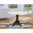 thumbnail image 1 of Round Dining Table - Modern Kitchen Table with Drop Leaves - Linen White & Black Finish - Cozy Family Gathering Table, 1 of 3