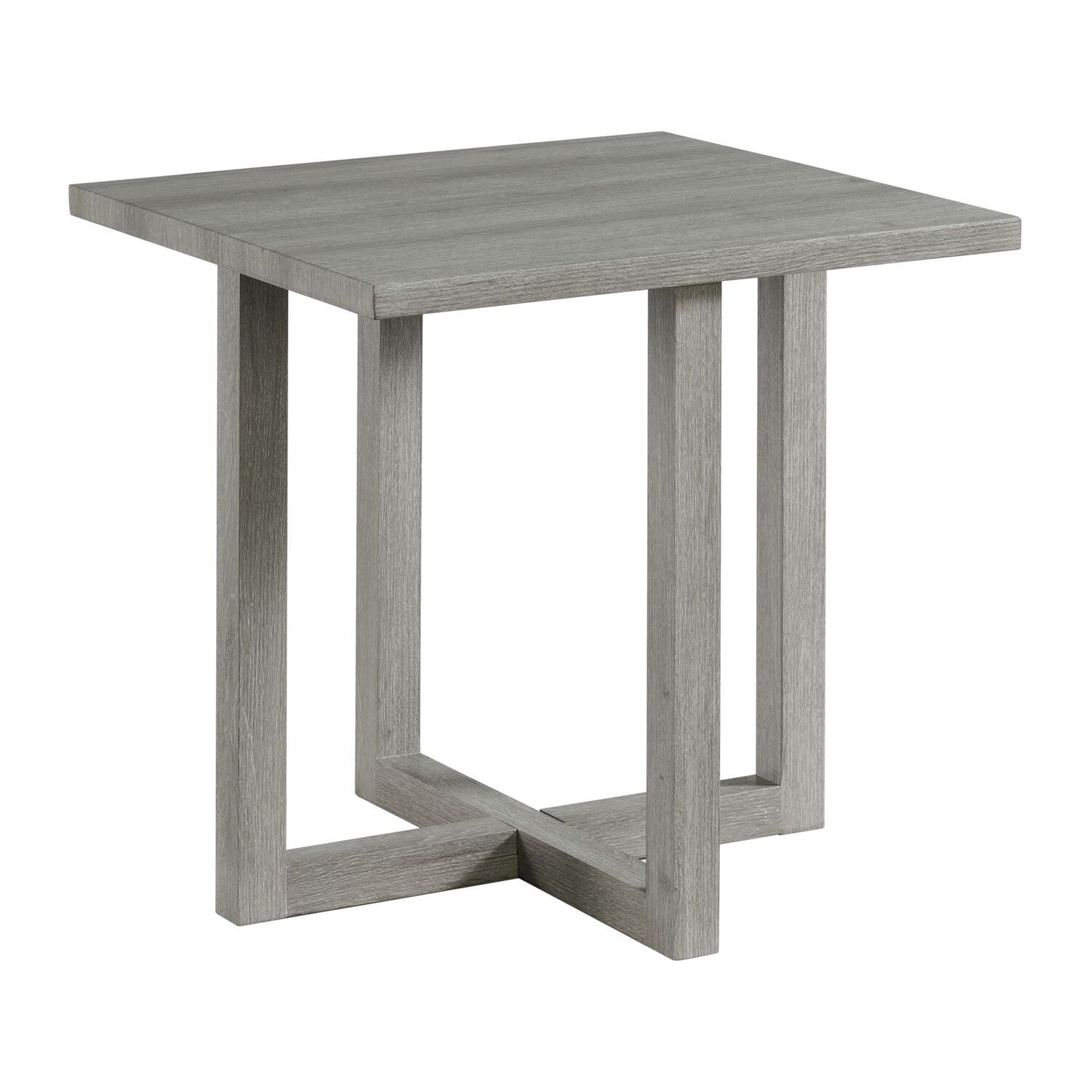 Gray Weathered Wood Square Accent Table with X-Base