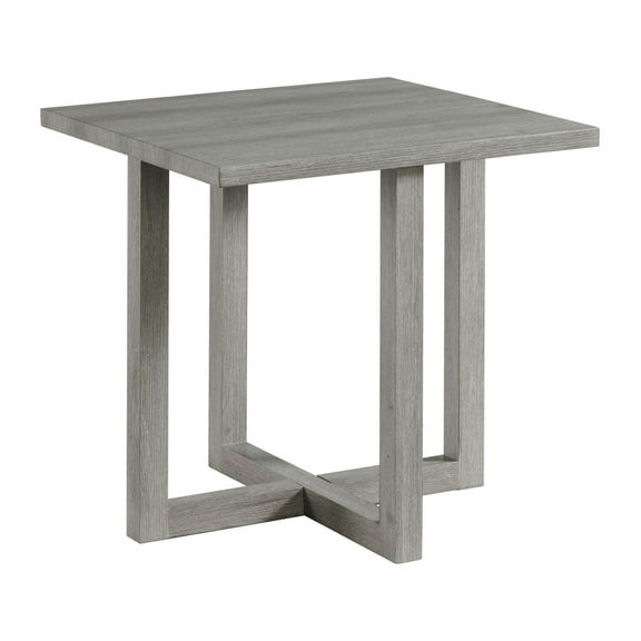 HomeStock Modern Muse End Table in Grey Solid Wood, X-Shaped Base with Wood Grain Detailing - Dimensions: 24"L x 24"W x 24"H, Weight: 21 lbs