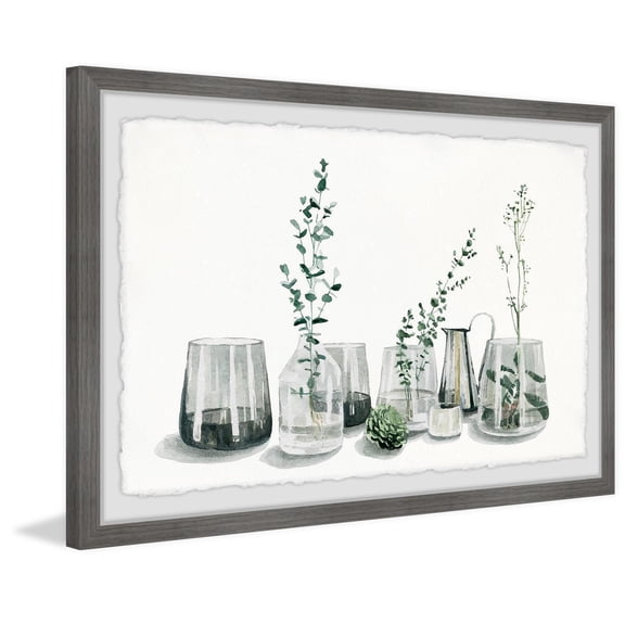 Modern Wall Art Print - Framed Greenery Painting for Home Decor