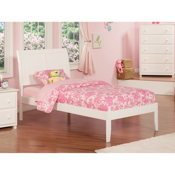 Modern Platform Bed - Sleigh Style Bed Frame with Footboard - Home Bedroom Furniture
