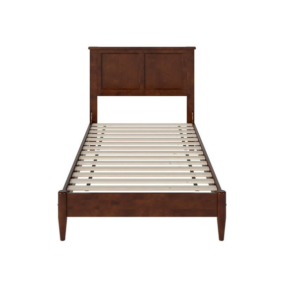 HomeStock Modern Muse Twin XL Solid Wood Low Profile Platform Bed, Walnut Color - 83.13"L x 42.76"W x 41.34"H, Stained Finish, Slat Included