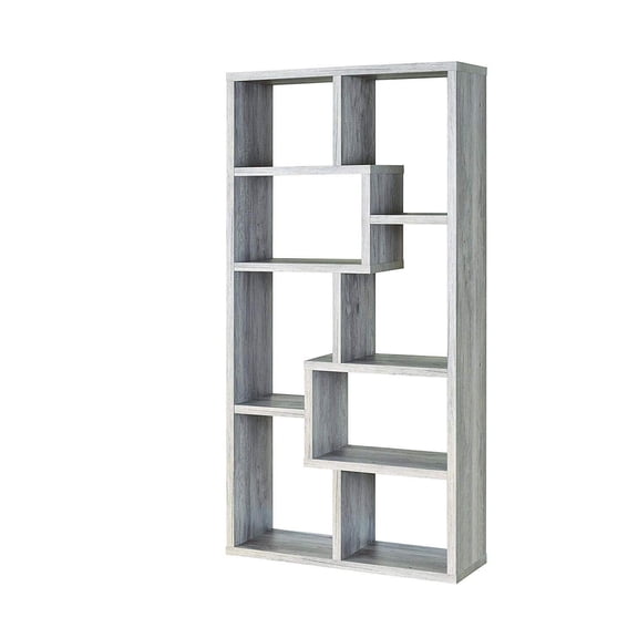 Wooden Bookcase with Shelves - Modern Storage Organizer, Gray Finish