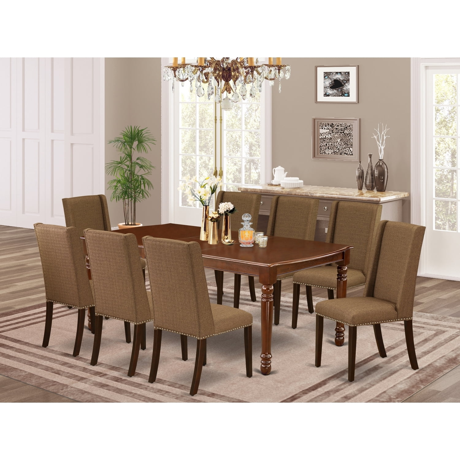 Mountain Lodge Dinette Set - 9 Piece Dining TableChair Set - Solid Wood ...