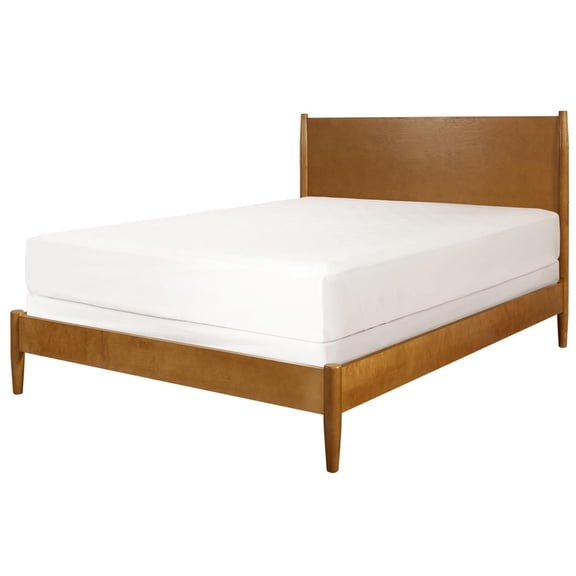 King Size Platform Bed - Modern Mid-Century Design - Low Profile Bed Frame - Acorn Finish - Sturdy Bed