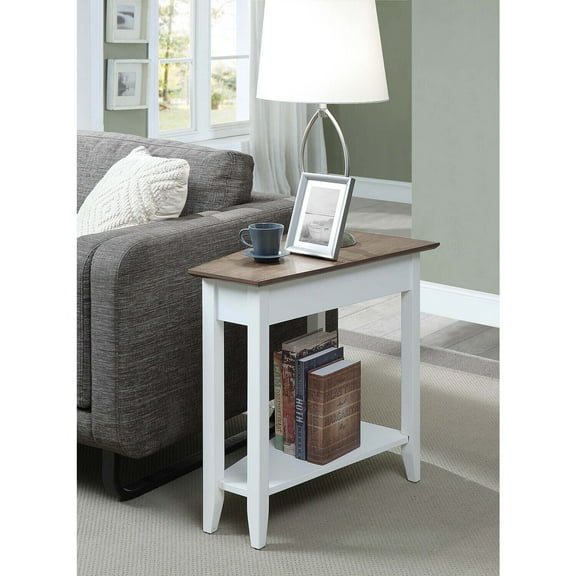HomeStock Mountain Majesty End Table with Shelf, 24" x 16" x 24", Elegant Triangular Design Perfect for Small Spaces, Beautiful Rich Finishes, Easy Assembly