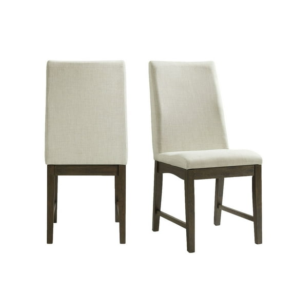 Mountain Majesty Standard Height Side Chair Set In Walnut - 24 x 18 x 39, Solid Back, Cushion Availability, Cream Upholstered Fabric, Foam Cushion Seat and Back