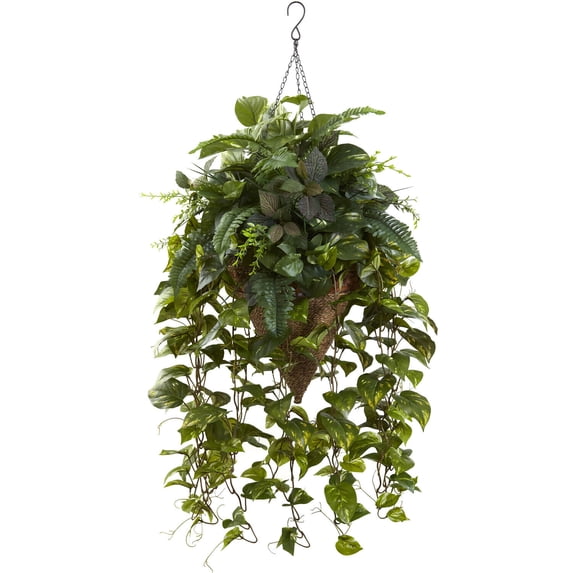 HomeStock Mountain Majesty Mixed Greens With Cone Hanging Basket