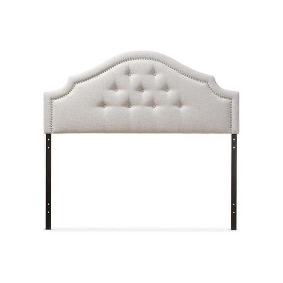 Homestock Rustic Romance Modern Upholstered Headboard, Button Tufted, Nail Head Trim, Wall Mounted, Predrilled Holes-Color:Beige,Size:King