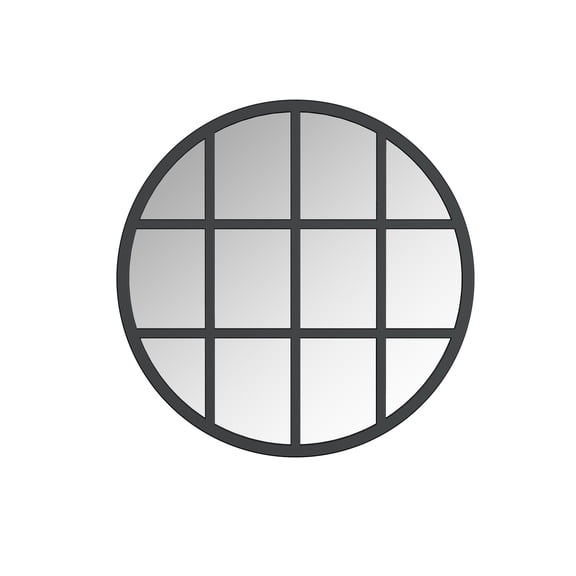 HomeStock Mountain Majesty Round Mirror, 28"x1.375" - Decorative Metal Window Frame, Modern Design, Ideal for Bathroom, Bedroom, or Hallway, Durable and Stylish