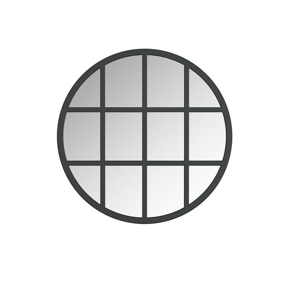 HomeStock Mountain Majesty Round Mirror, 28"x1.375" - Decorative Metal Window Frame, Modern Design, Ideal for Bathroom, Bedroom, or Hallway, Durable and Stylish