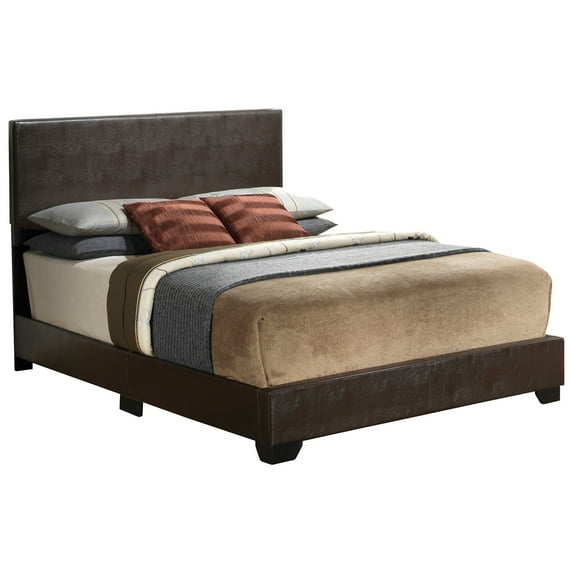 HomeStock Mountain Majesty Upholstered Panel Bed - 63" L x 86" W x 47" H, Faux Leather, Box Spring Required, Available in Multiple Colors and Sizes, Easy Assembly