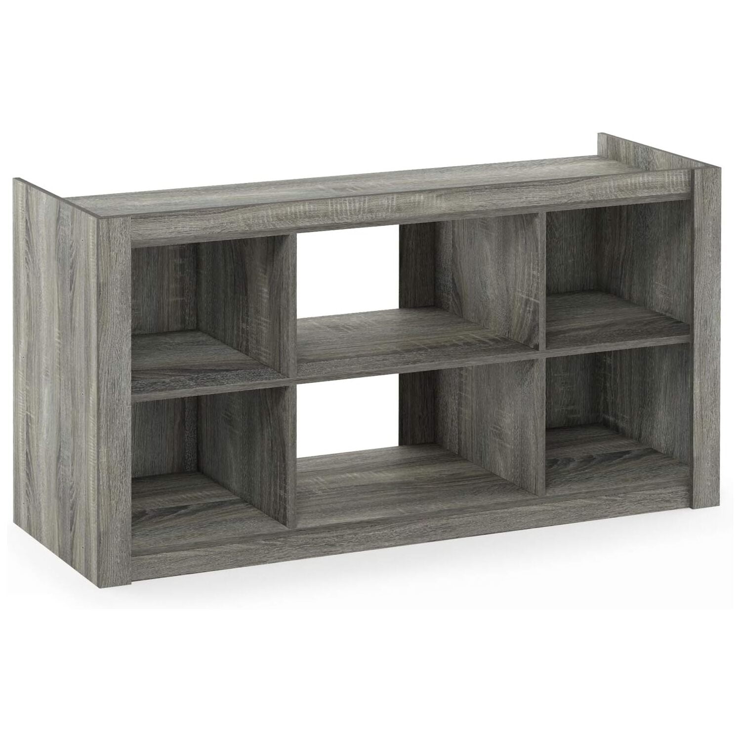 French Oak Gray Multipurpose TV Stand with Bookshelves