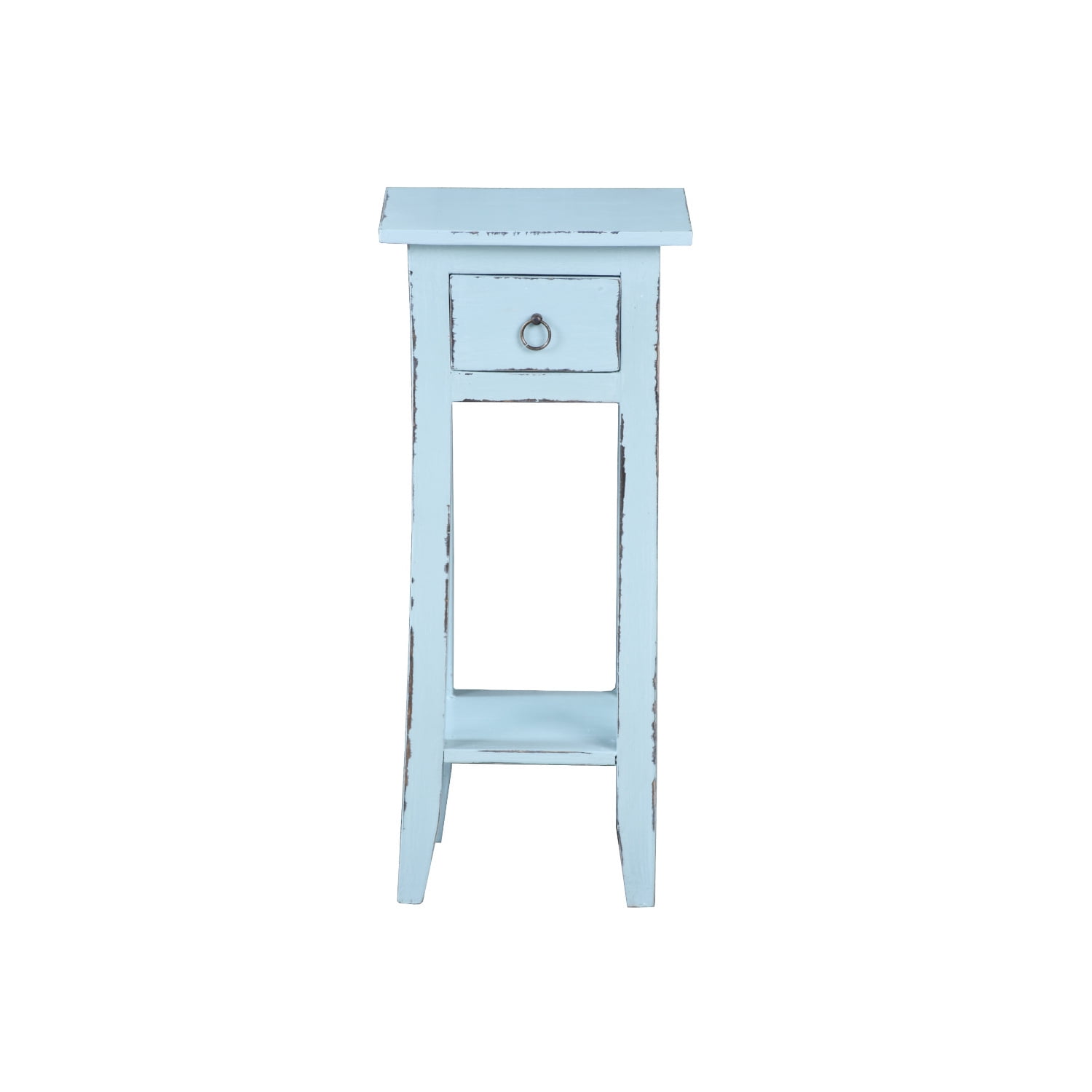 Cottage Charm Sky Blue Mahogany End Table with Storage