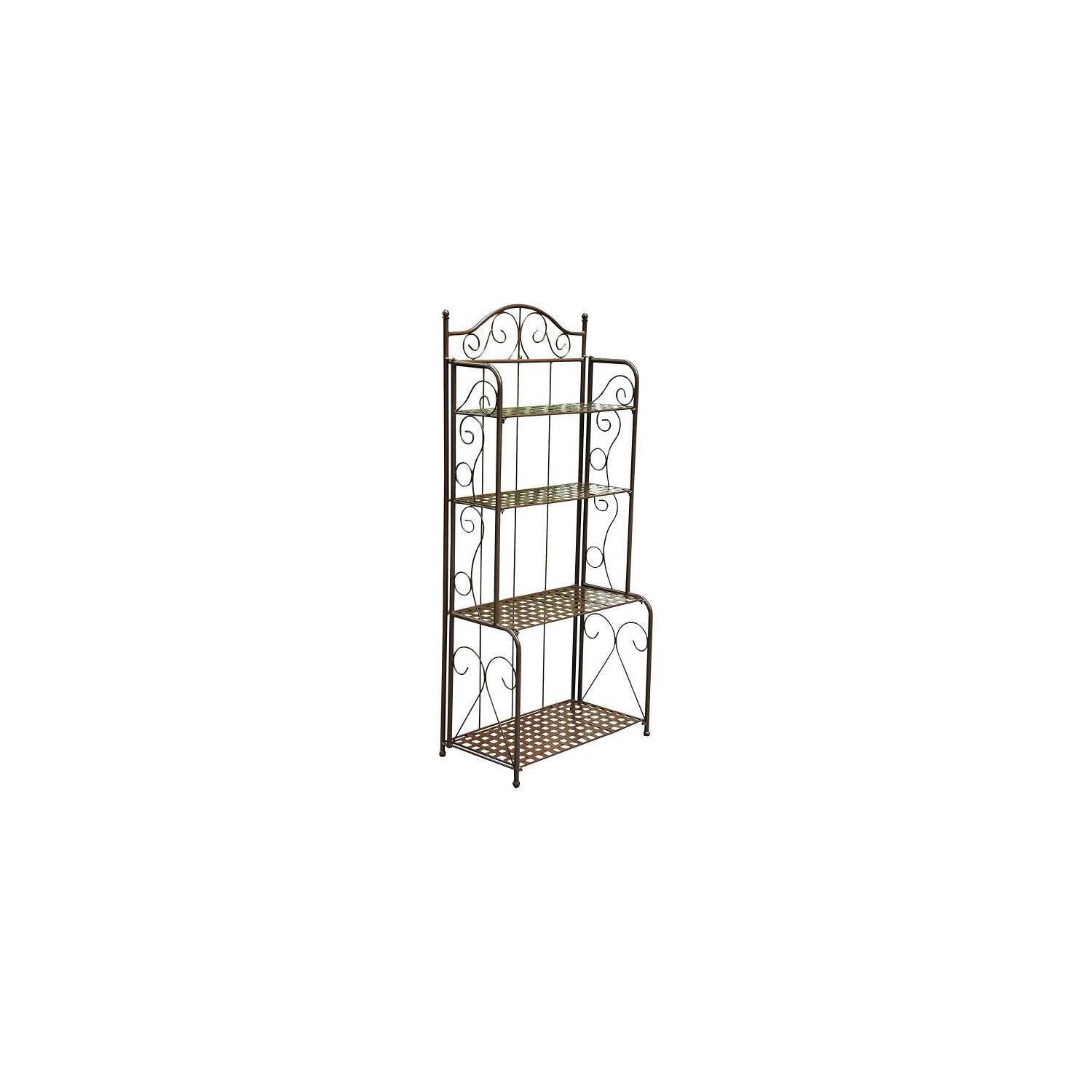 Folding Baker Rack - Iron, Rustic Brown, Weather Proof - Indoor/Outdoor ...