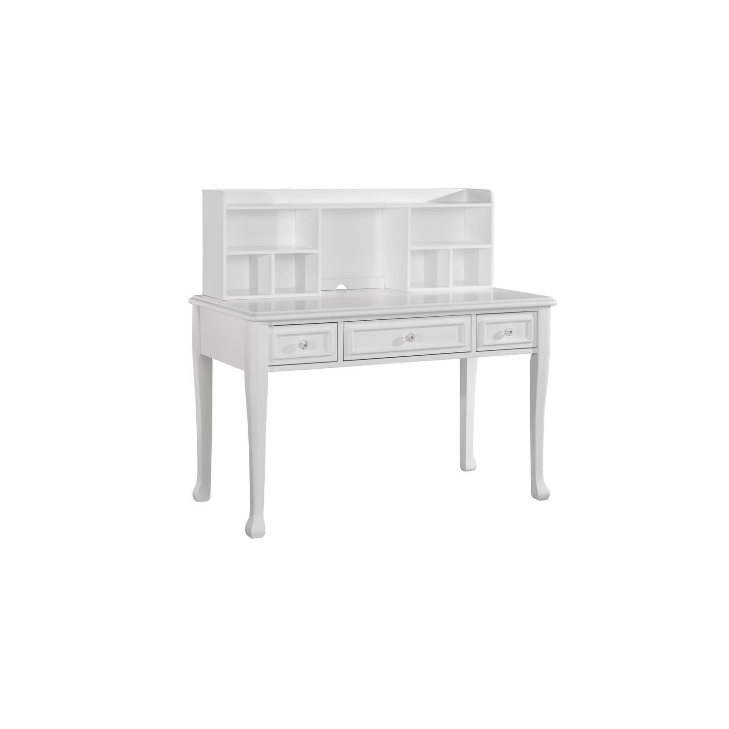 Beauty Desk with Hutch - 52" Wide Vanity Table with Storage, 3 Drawers, White Finish