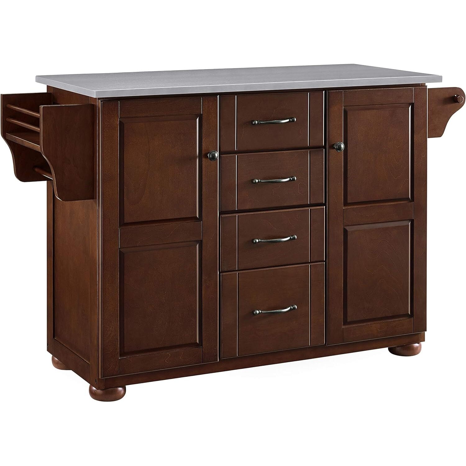Eleanor Mahogany Granite Top Rectangular Kitchen Cart with Storage