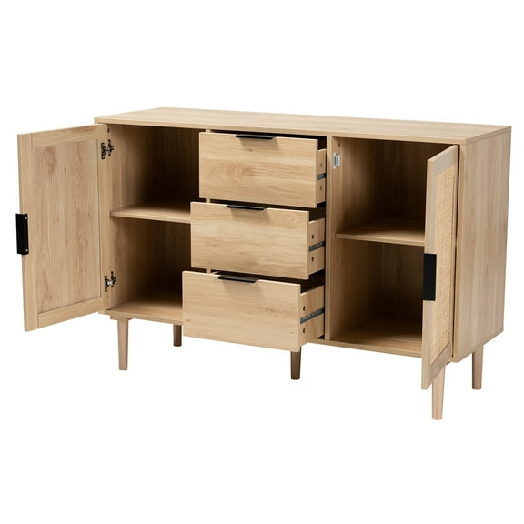 3-Drawer Sideboard - Wood & French Flair Accent Cabinet - Kitchen Storage Organizer