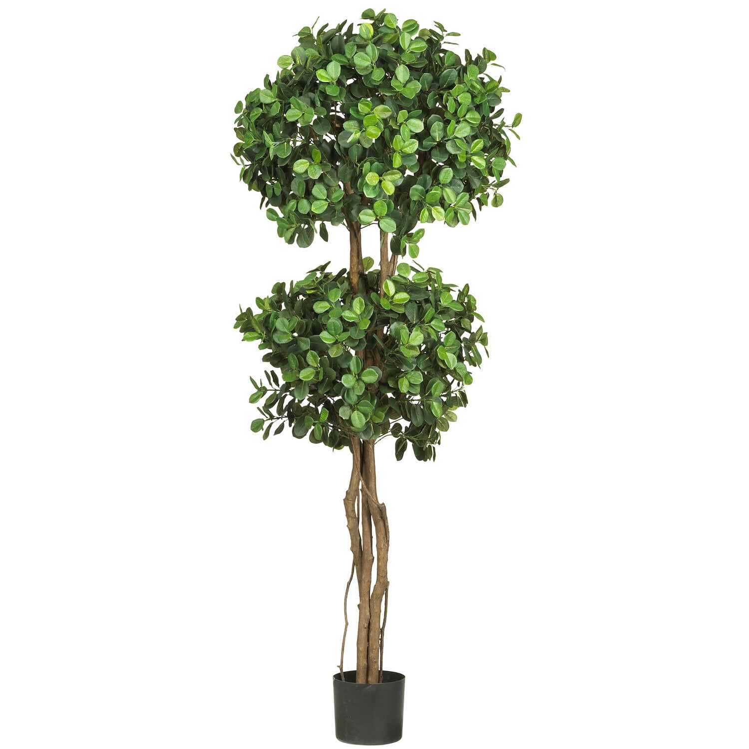 Eucalyptus Inspired Silk Double Ball Topiary, 5.5ft Greenery