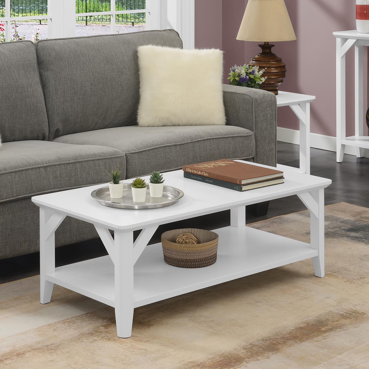 HomeStock Naturally Nice Coffee Table with Shelf - Walmart.com