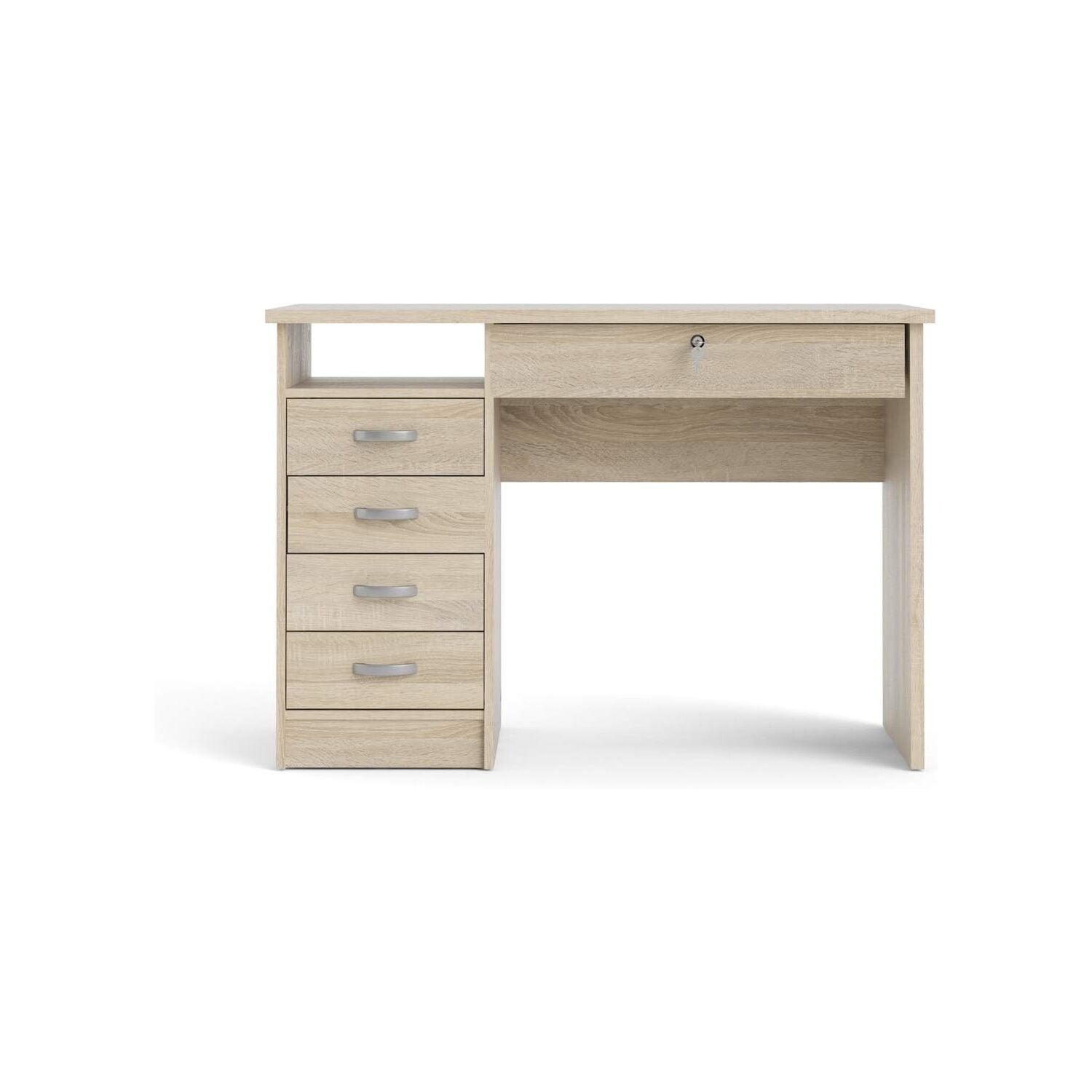 Walden Oak Structure Desk with 5 Drawers and Shelf
